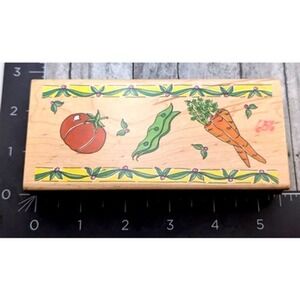 Stampa Rosa Tea Garden Border Vegetables 1998 Rubber Stamp Wood #D13